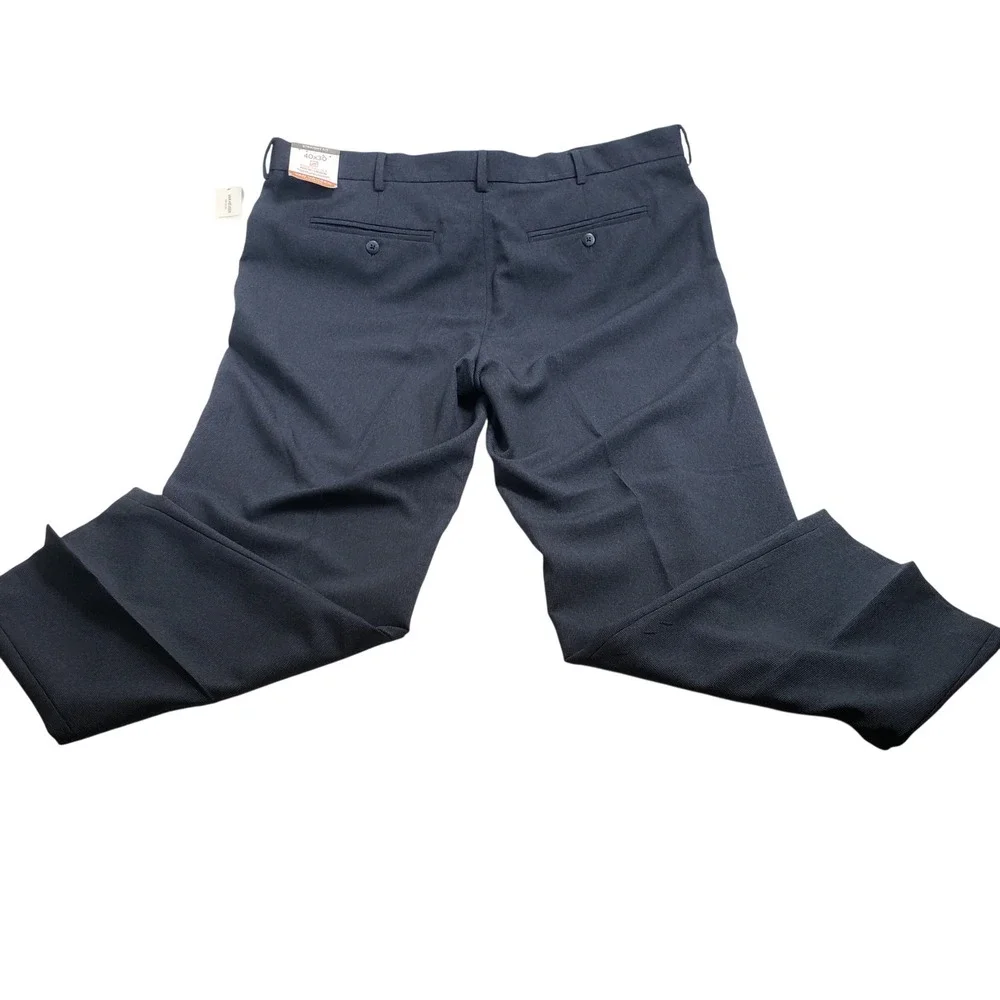 Van Heusen Mens Traveler Straight Fit Pants‎ 40x30 Navy Blue Non-Iron